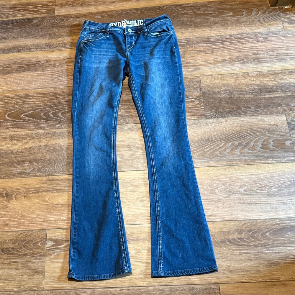 Hydraulic Lola Curvy Bootcut Jeans Medium Wash Blue Embroidered Flap 28x31" 5/6